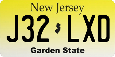 NJ license plate J32LXD