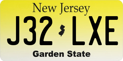 NJ license plate J32LXE