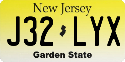 NJ license plate J32LYX