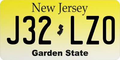 NJ license plate J32LZO