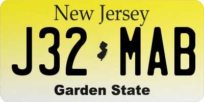 NJ license plate J32MAB