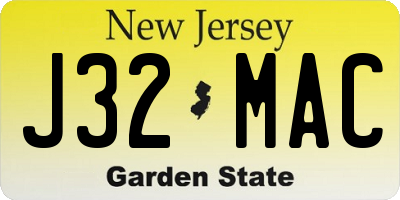 NJ license plate J32MAC
