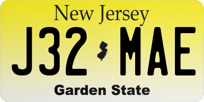 NJ license plate J32MAE