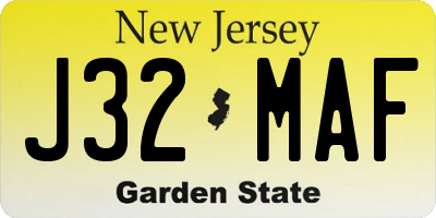 NJ license plate J32MAF