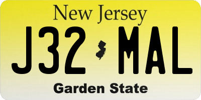 NJ license plate J32MAL