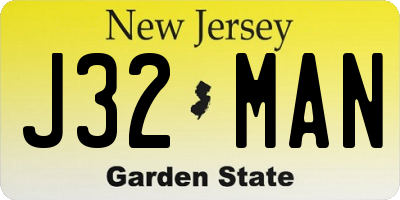 NJ license plate J32MAN