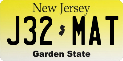 NJ license plate J32MAT