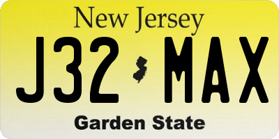 NJ license plate J32MAX