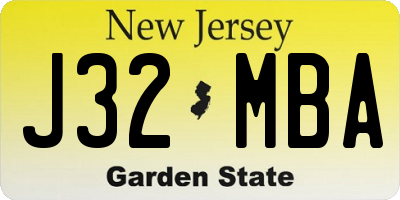NJ license plate J32MBA