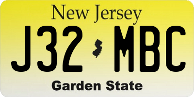 NJ license plate J32MBC