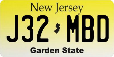 NJ license plate J32MBD