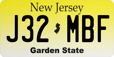 NJ license plate J32MBF