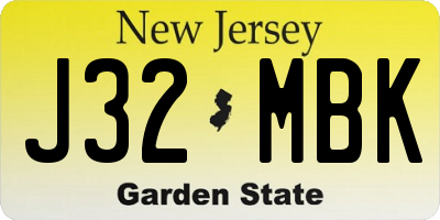 NJ license plate J32MBK