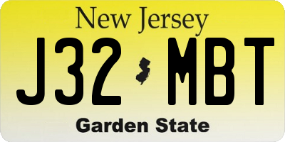 NJ license plate J32MBT
