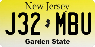 NJ license plate J32MBU