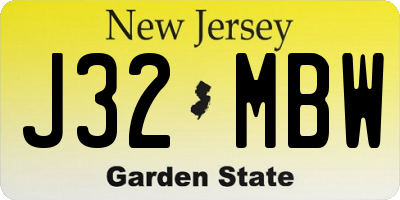 NJ license plate J32MBW