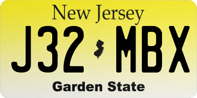 NJ license plate J32MBX