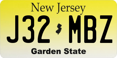 NJ license plate J32MBZ