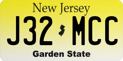 NJ license plate J32MCC