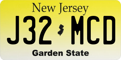 NJ license plate J32MCD