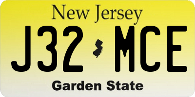 NJ license plate J32MCE