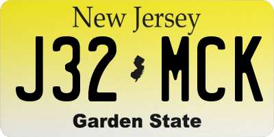 NJ license plate J32MCK