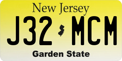 NJ license plate J32MCM