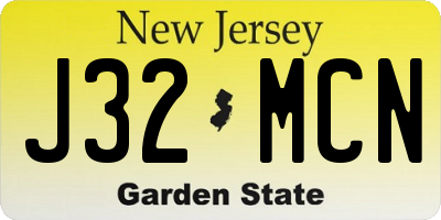 NJ license plate J32MCN