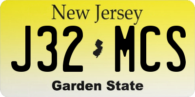 NJ license plate J32MCS