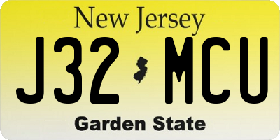 NJ license plate J32MCU