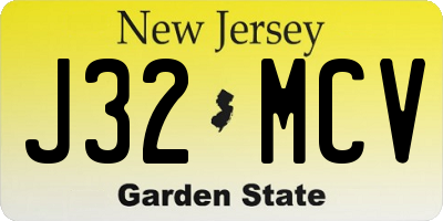 NJ license plate J32MCV