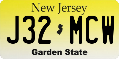 NJ license plate J32MCW