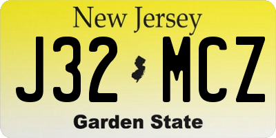 NJ license plate J32MCZ