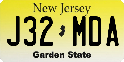 NJ license plate J32MDA