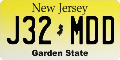 NJ license plate J32MDD