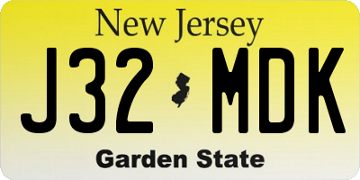 NJ license plate J32MDK