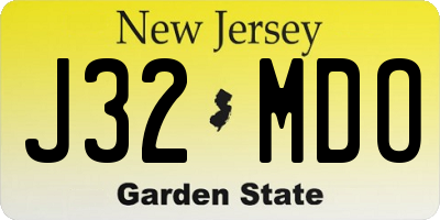 NJ license plate J32MDO