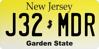 NJ license plate J32MDR