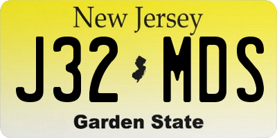 NJ license plate J32MDS