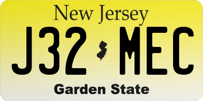 NJ license plate J32MEC