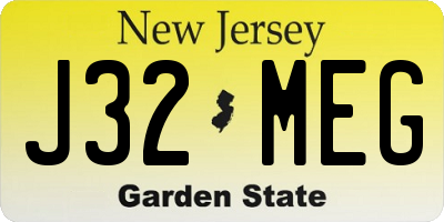 NJ license plate J32MEG