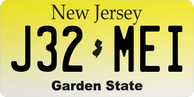 NJ license plate J32MEI