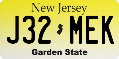 NJ license plate J32MEK