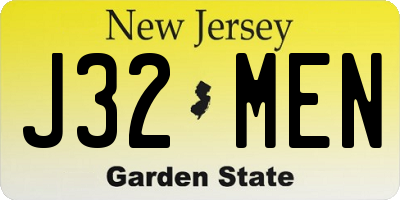 NJ license plate J32MEN