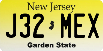 NJ license plate J32MEX