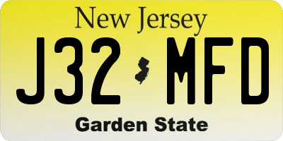 NJ license plate J32MFD