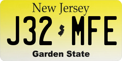 NJ license plate J32MFE