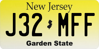 NJ license plate J32MFF