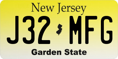 NJ license plate J32MFG