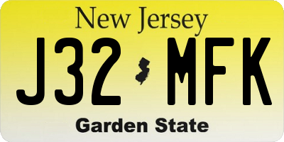 NJ license plate J32MFK